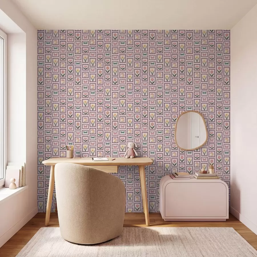 wall murals Framed illustrations in lilac shades a01175v1