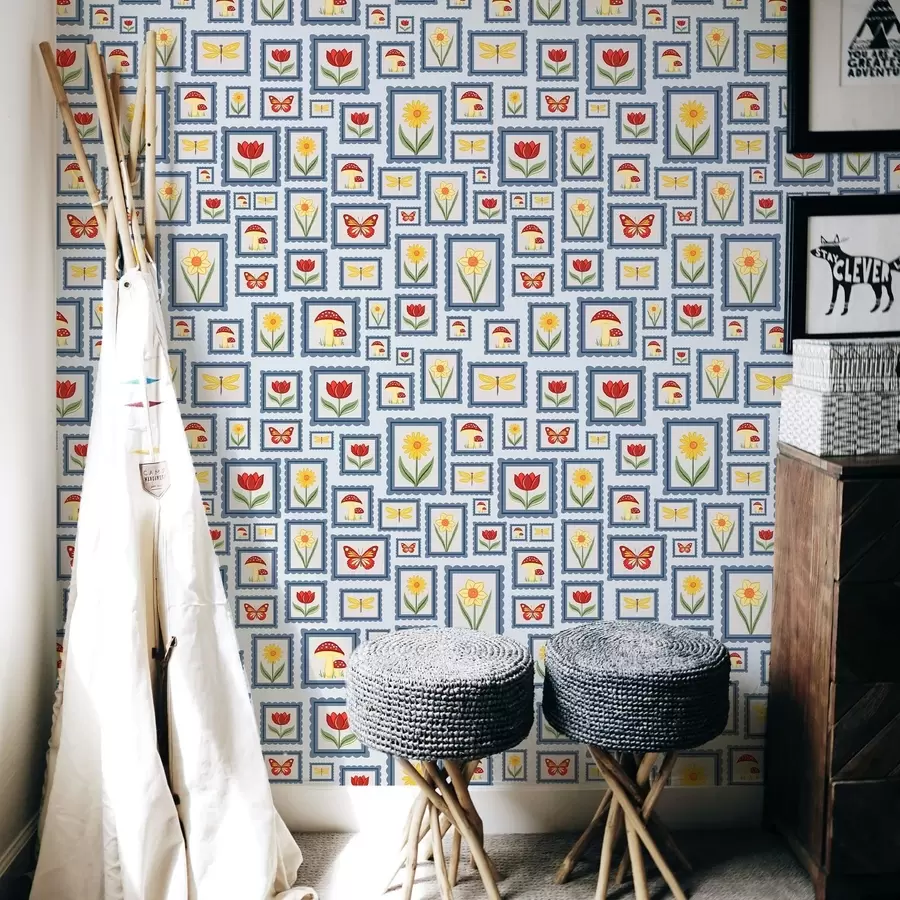 wall murals Framed illustrations on blue background a01176