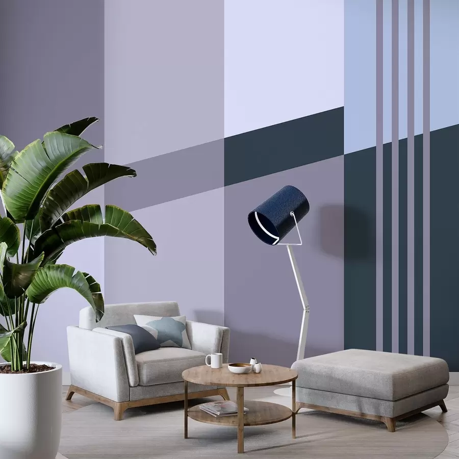 wall murals Understated geometric designs in shades of grey and blue w05390v1