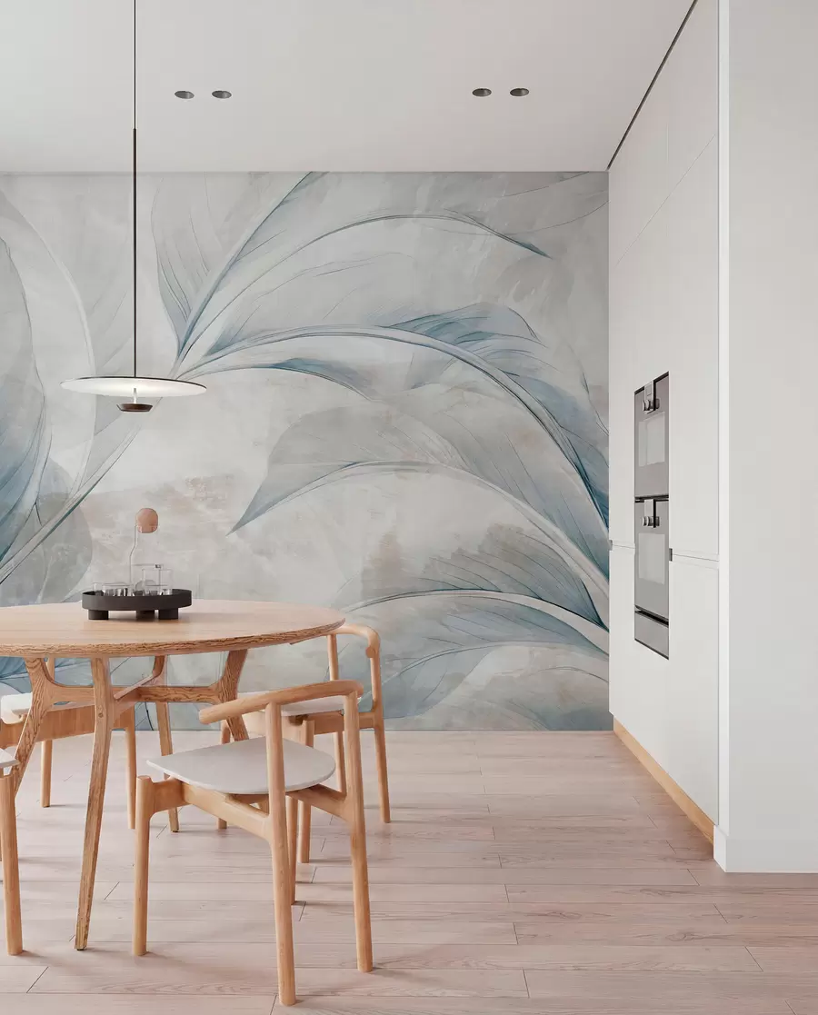 wall murals Leaves on concrete wall w05440