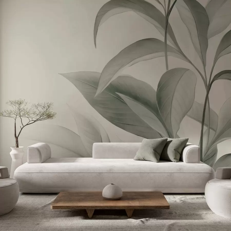 wall murals Delicate textured leaves w05453