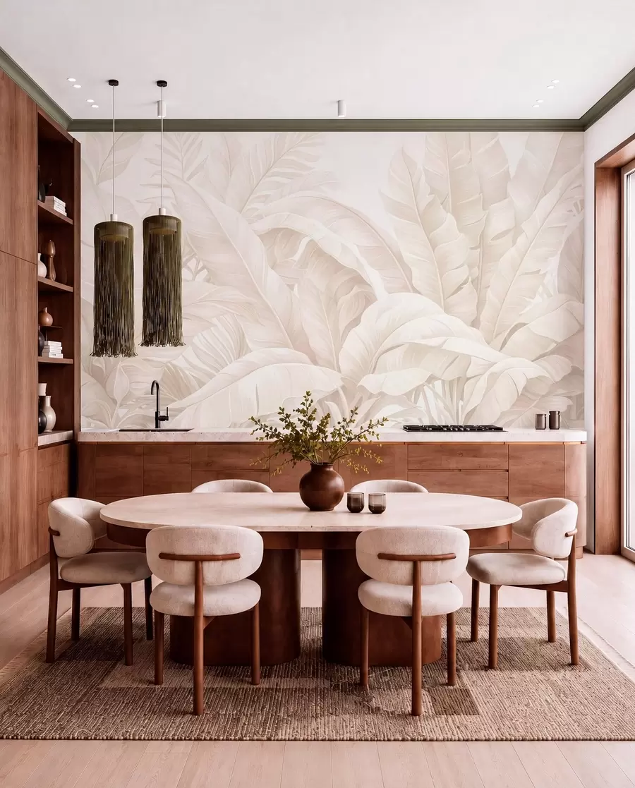 wall murals Vintage tropical leaves w05518