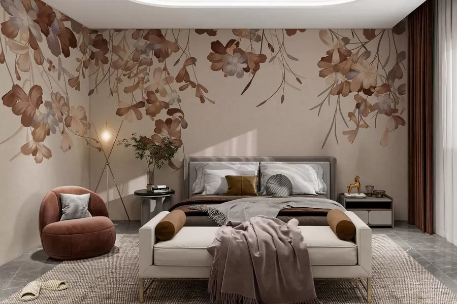 wall murals Leaves hanging on the wall w05530