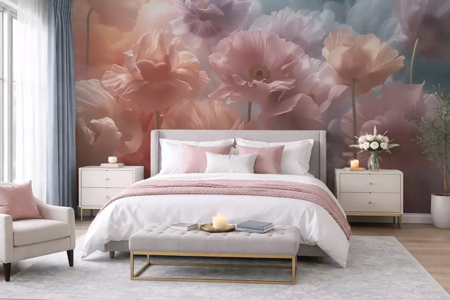 wall murals Airy flowers with translucent petals in soft morning light w09847