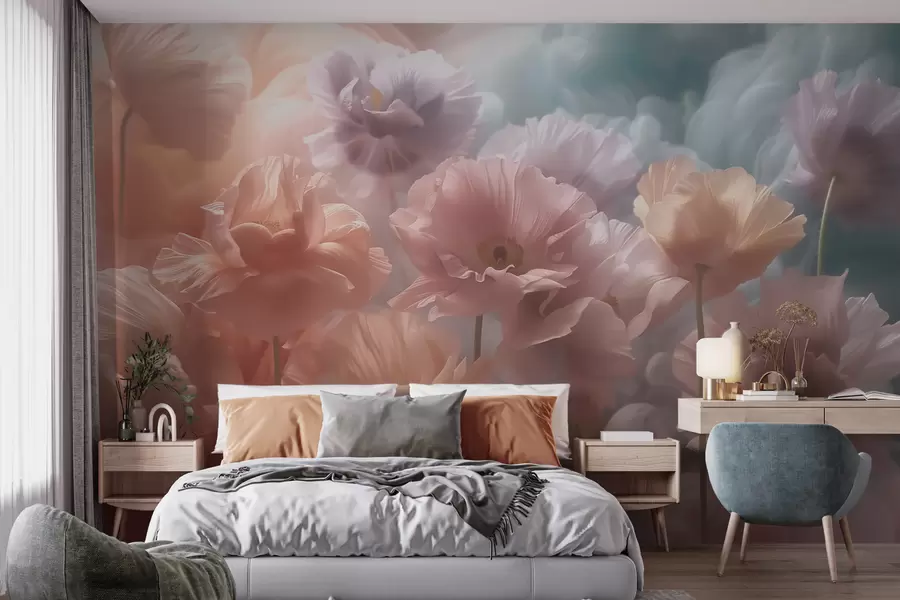 wall murals Airy flowers with translucent petals in soft morning light w09847