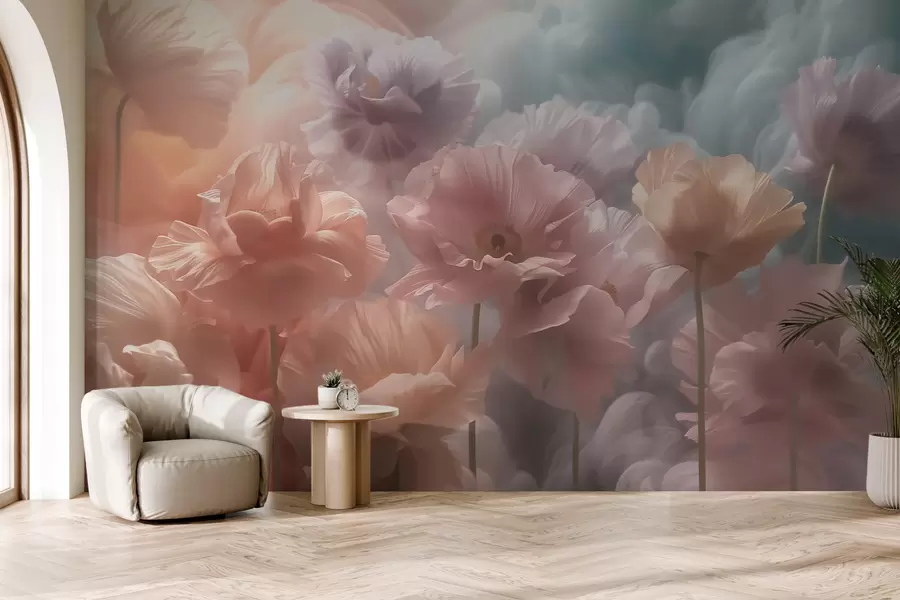 wall murals Airy flowers with translucent petals in soft morning light w09847