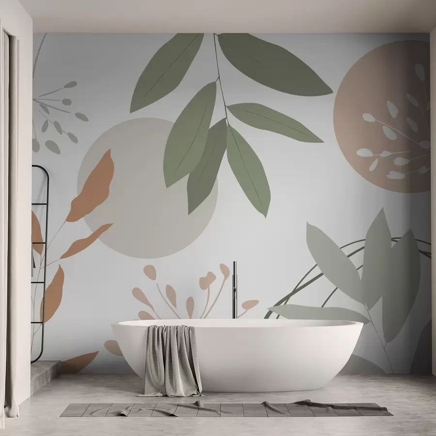 wall murals Abstraction with plants w05552v2
