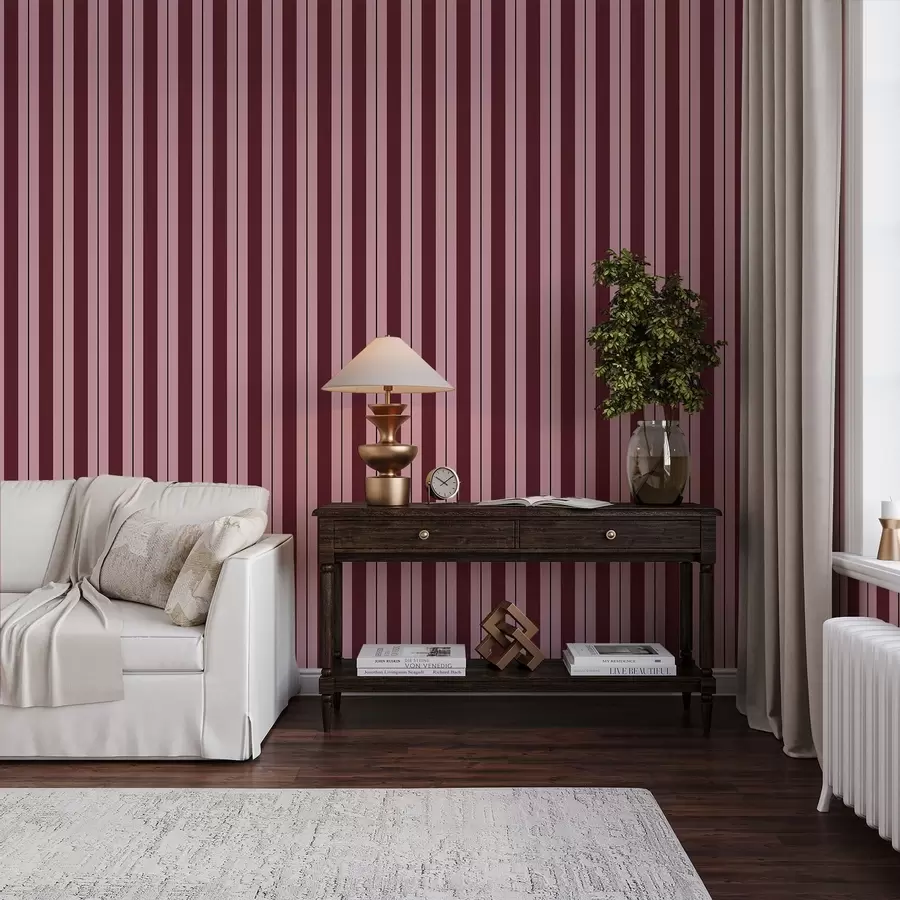 wall murals Red and pink stripes with contrasting lines a01183v2