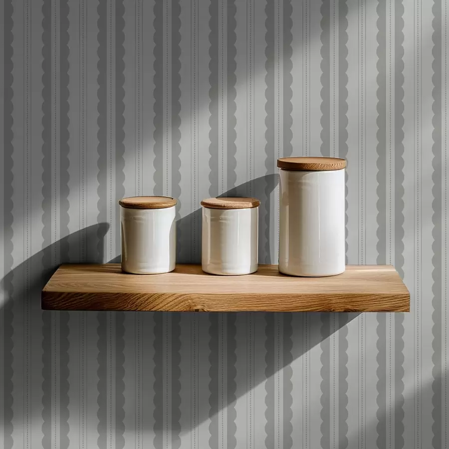 wall murals Gray wavy stripes with fine dotted lines a01185v1