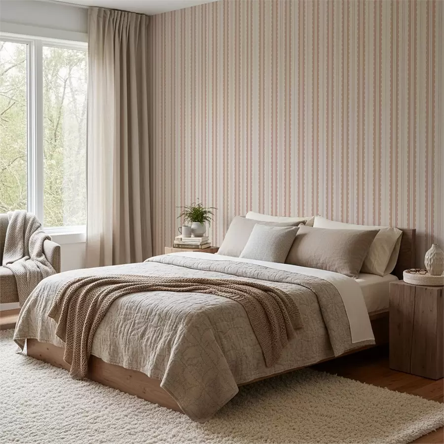 wall murals Peach wavy stripes with small dotted accents a01185v2