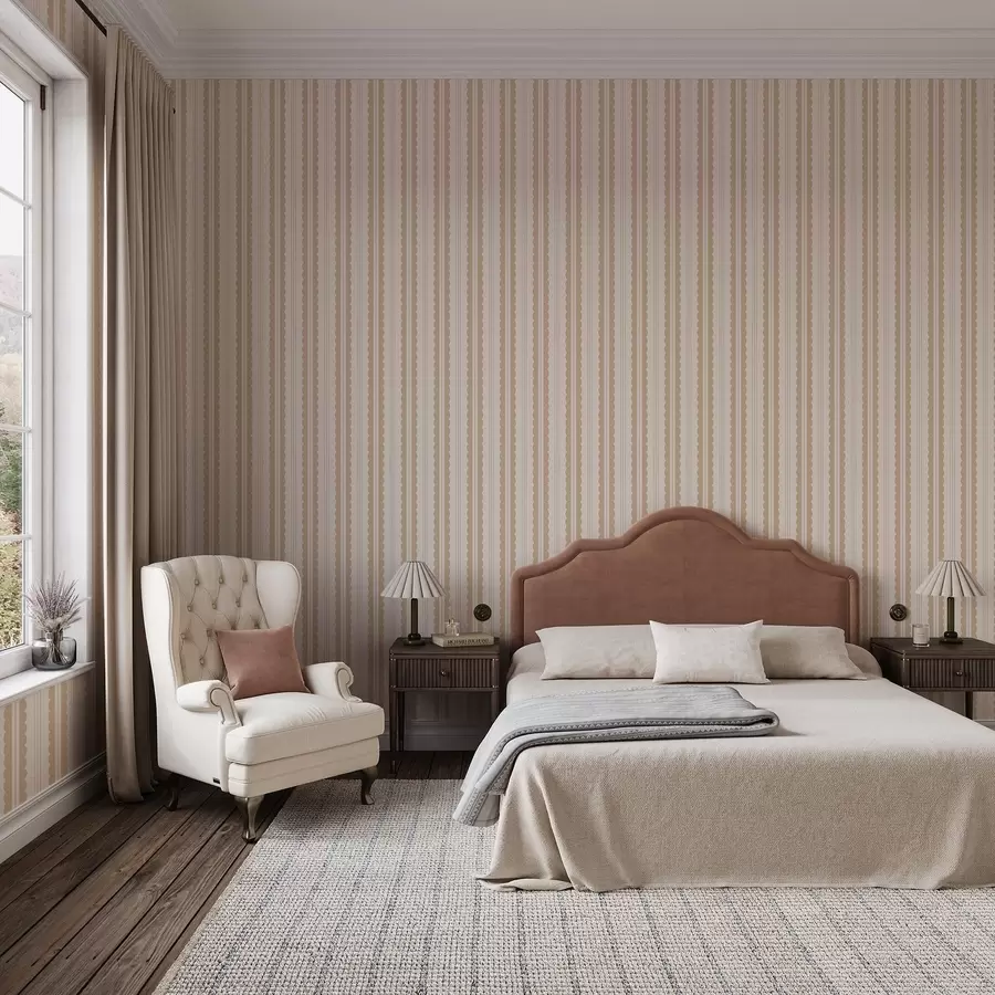 wall murals Beige wavy stripes with soft contrast a01185v5
