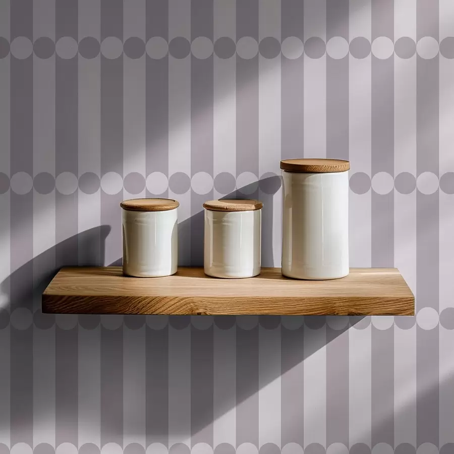 wall murals Lavender stripes with central row of circles a01186v3