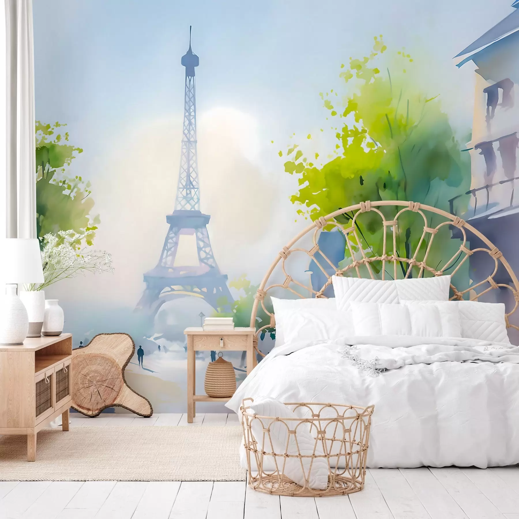 wall murals Paris, a cityscape in a watercolour style à la prima w05566