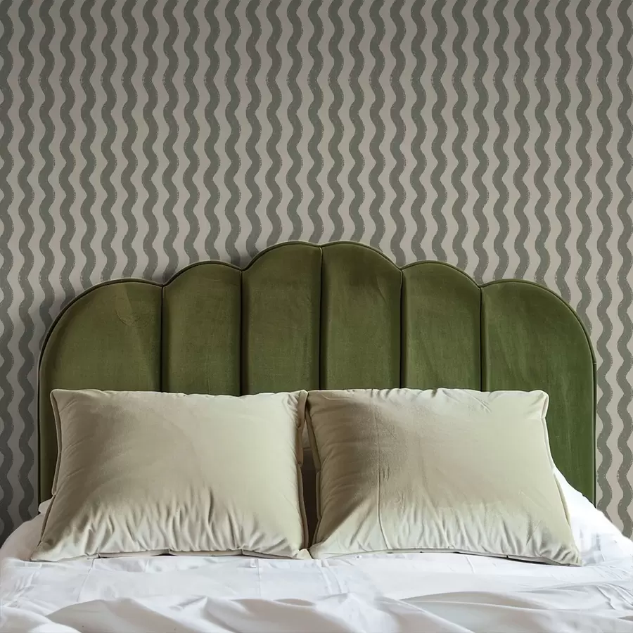 wall murals Wavy green pattern on light background a01188v1