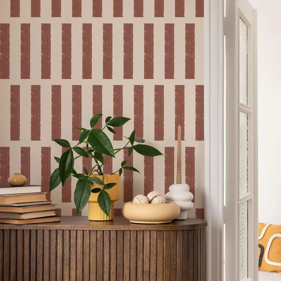 wall murals Terracotta vertical stripes on light background a01189v1