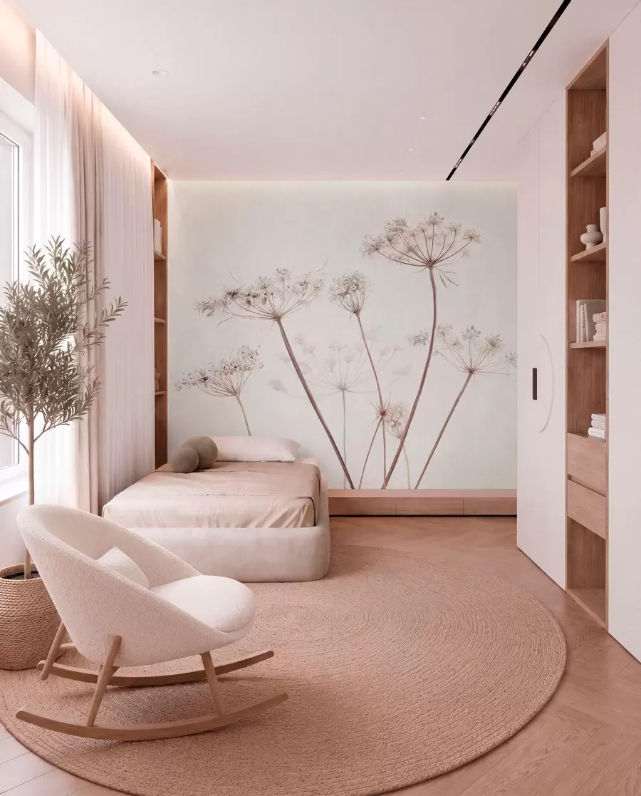wall murals Dried umbels on light minimal background w05543