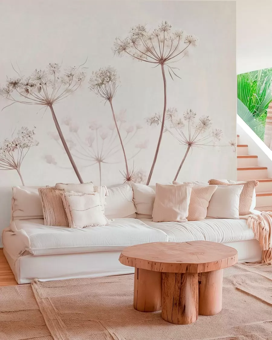 wall murals Dried umbels on light minimal background w05543