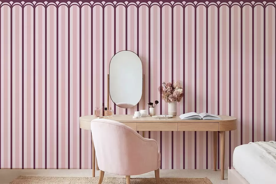 wall murals Vertical ornament in pink and burgundy tones w05610v4