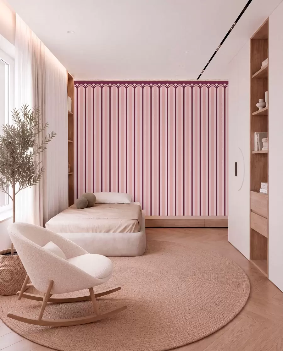 wall murals Vertical ornament in pink and burgundy tones w05610v4