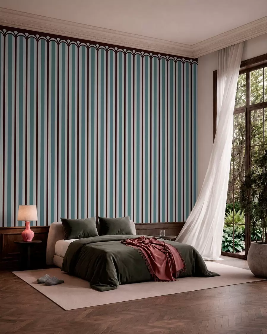 wall murals Vertical ornament in blue and brown tones w05610v5