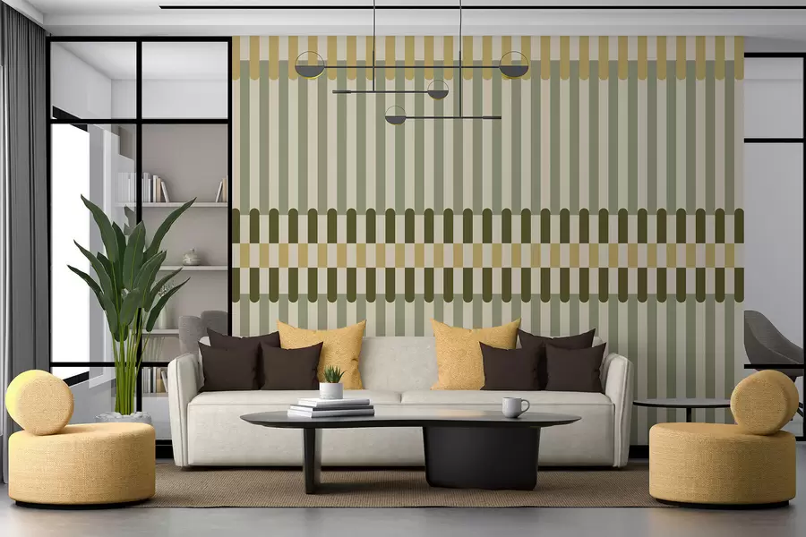 wall murals Striped pattern in green and sand tones w05150