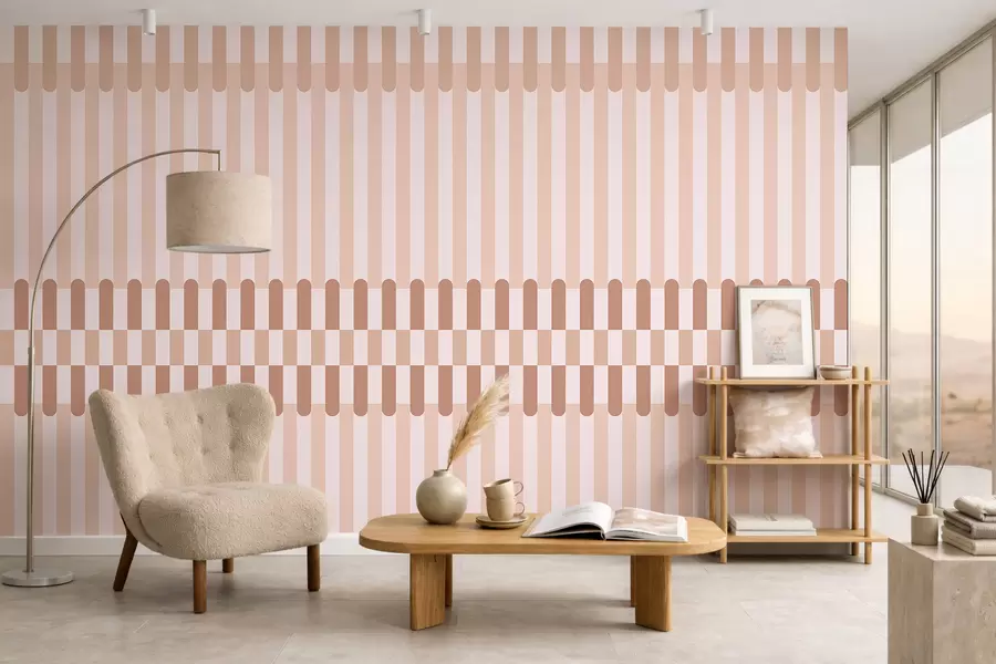wall murals Striped pattern in light pink tones w05150v1