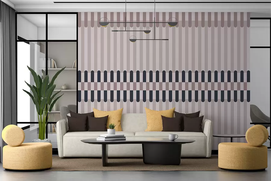 wall murals Striped pattern in cream and dark blue tones w05150v2