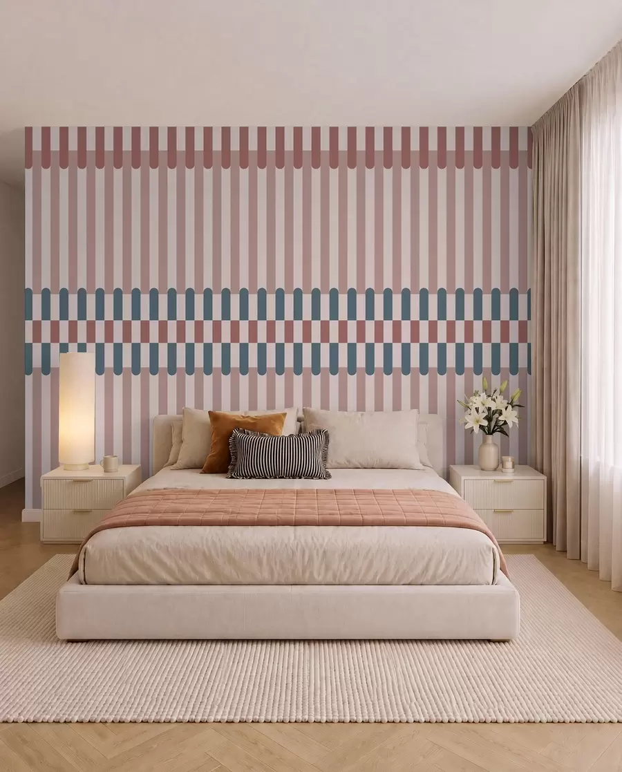 wall murals Striped pattern in pink and blue tones w05150v5