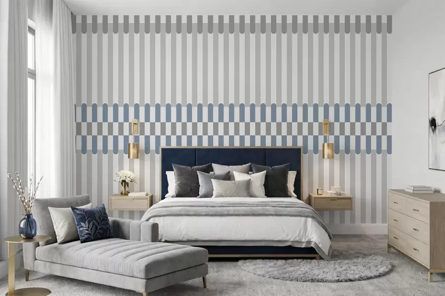 wall murals Striped pattern in gray and blue tones w05150v6