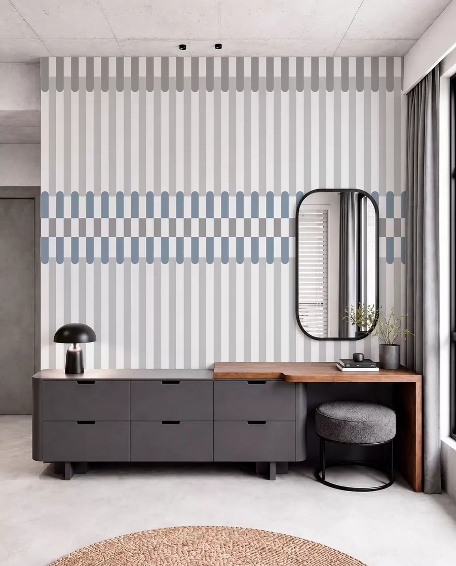 wall murals Striped pattern in gray and blue tones w05150v6