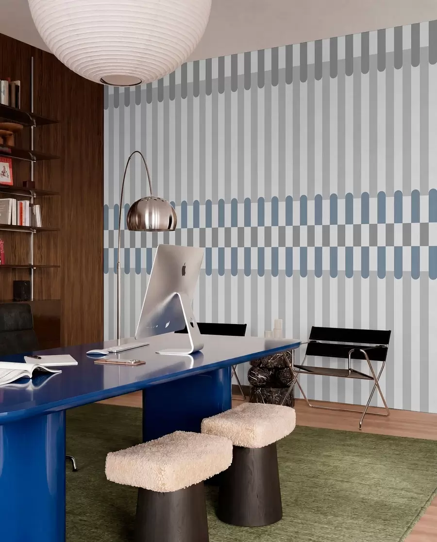 wall murals Striped pattern in gray and blue tones w05150v6