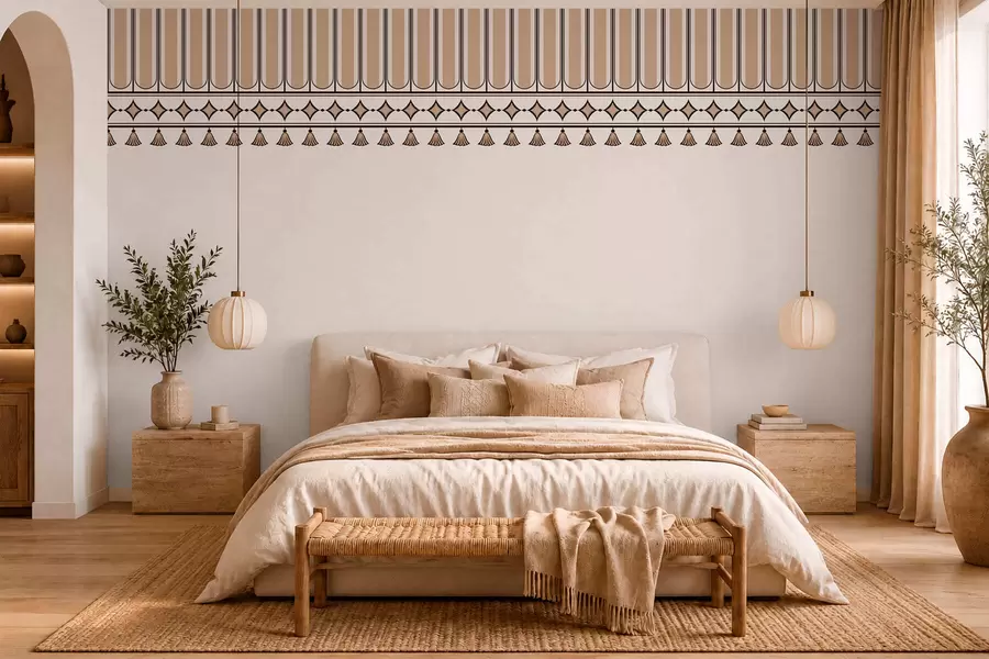 wall murals Ornamental border in beige shades w05151