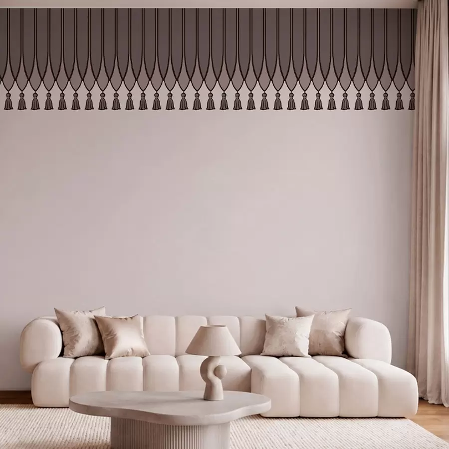 wall murals Decorative border with tassels in lilac tones w05544v1
