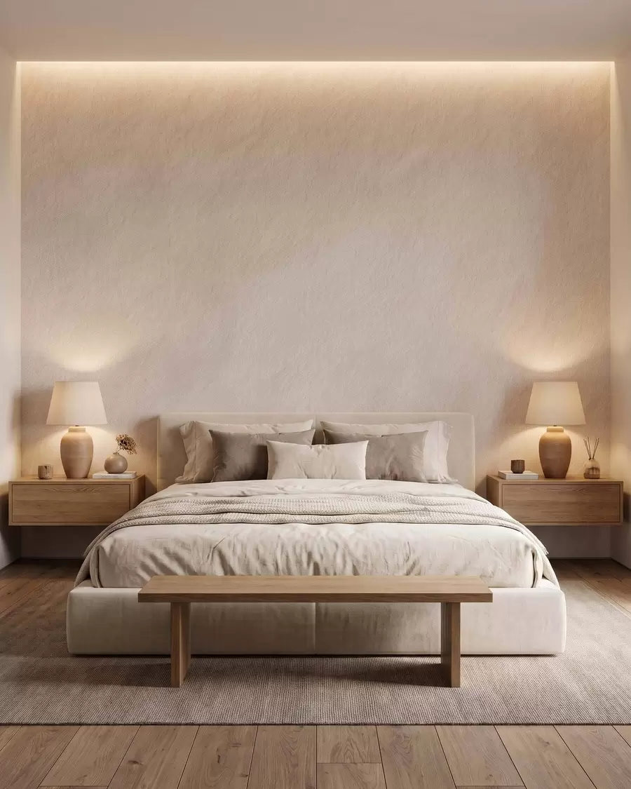 wall murals Light beige background in decorative plaster style, minimalism, stone texture w09800