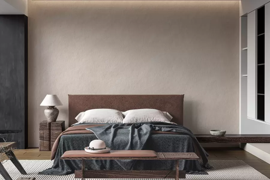 wall murals Light beige background in decorative plaster style, minimalism, stone texture w09800