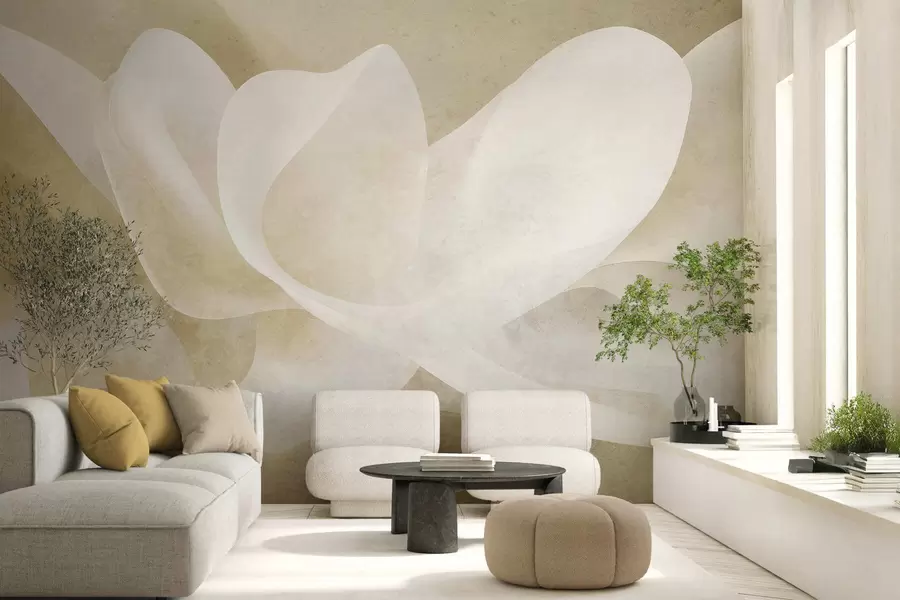 wall murals Abstract pastel petals with soft translucent layers in watercolor style w05603