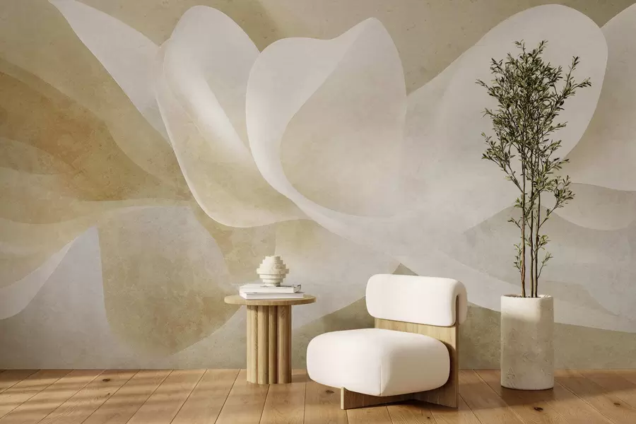 wall murals Abstract pastel petals with soft translucent layers in watercolor style w05603