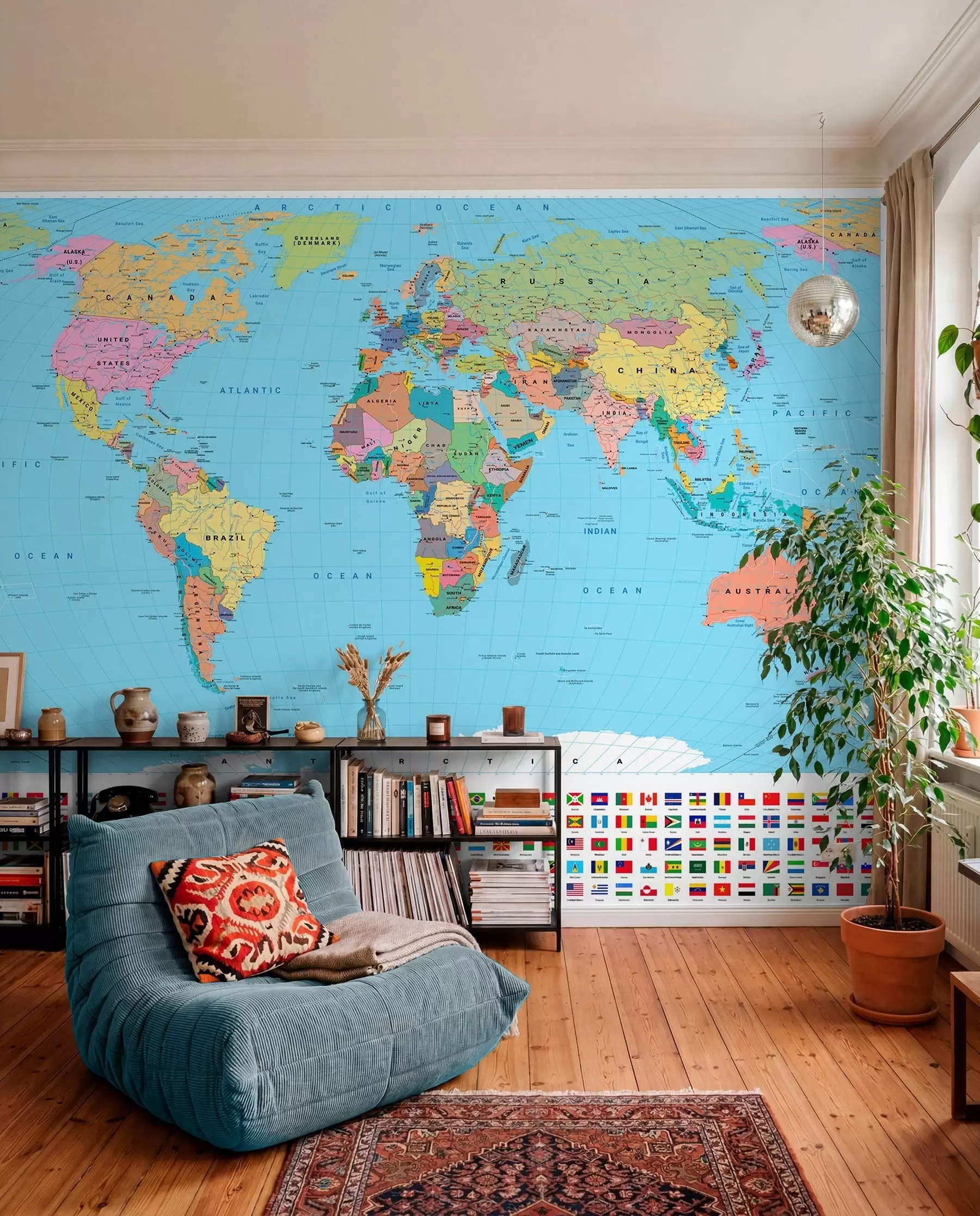 wall murals World Flags Map in English c00004en