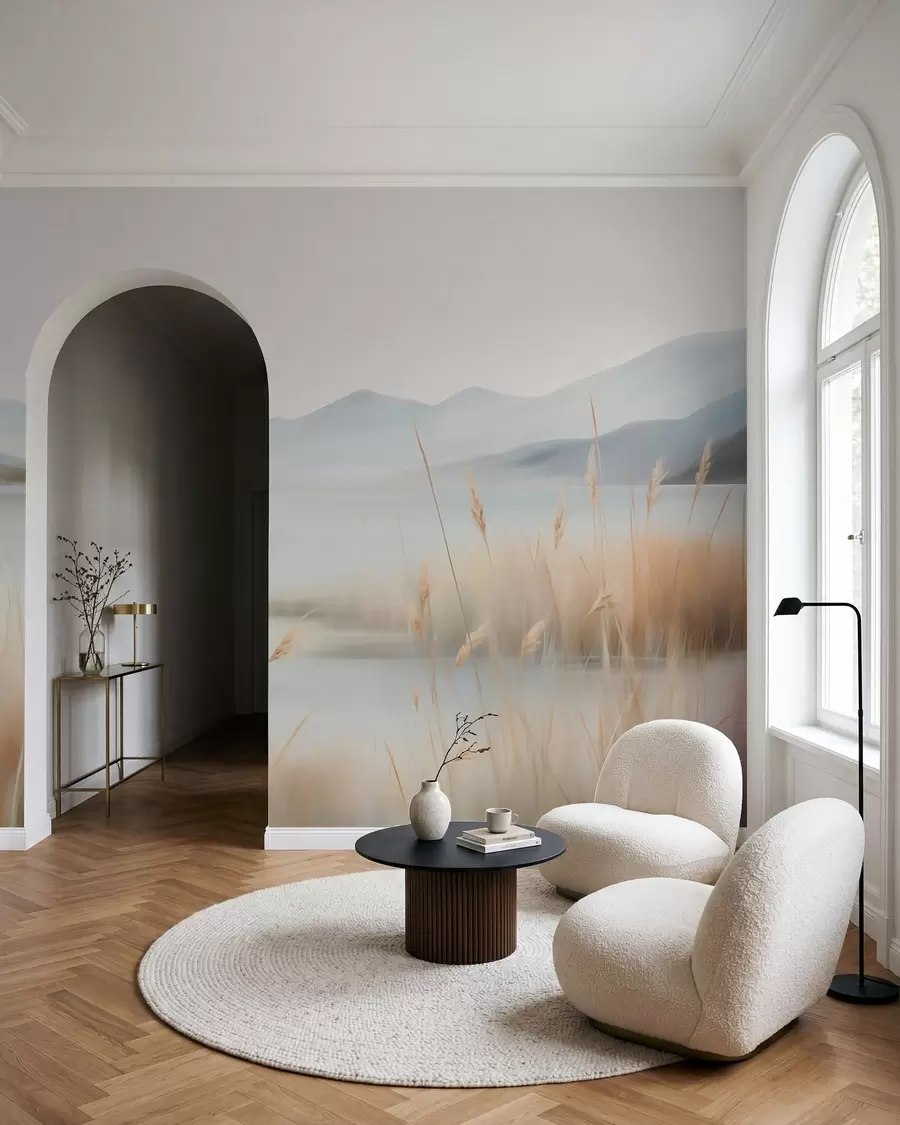 wall murals Abstract landscape of mountains and lake w05584