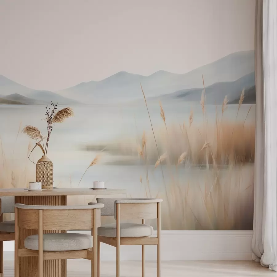 wall murals Abstract landscape of mountains and lake w05584