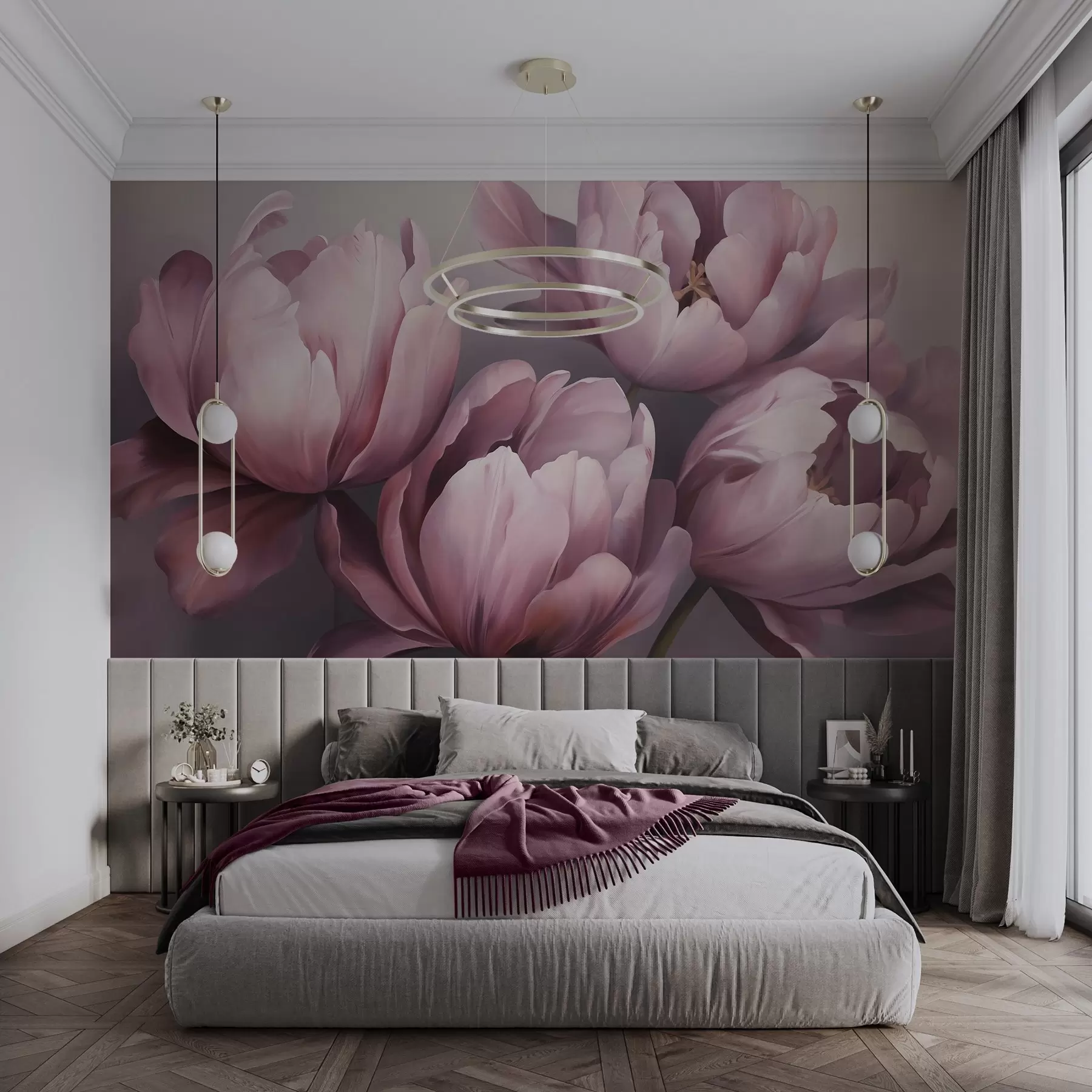 wall murals Abstract tulips imitation painting w05593
