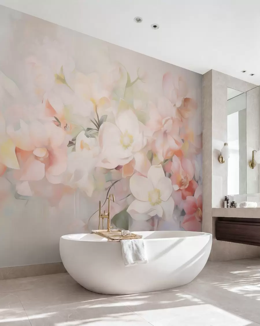 wall murals Delicate abstract flowers imitation of painting w05594