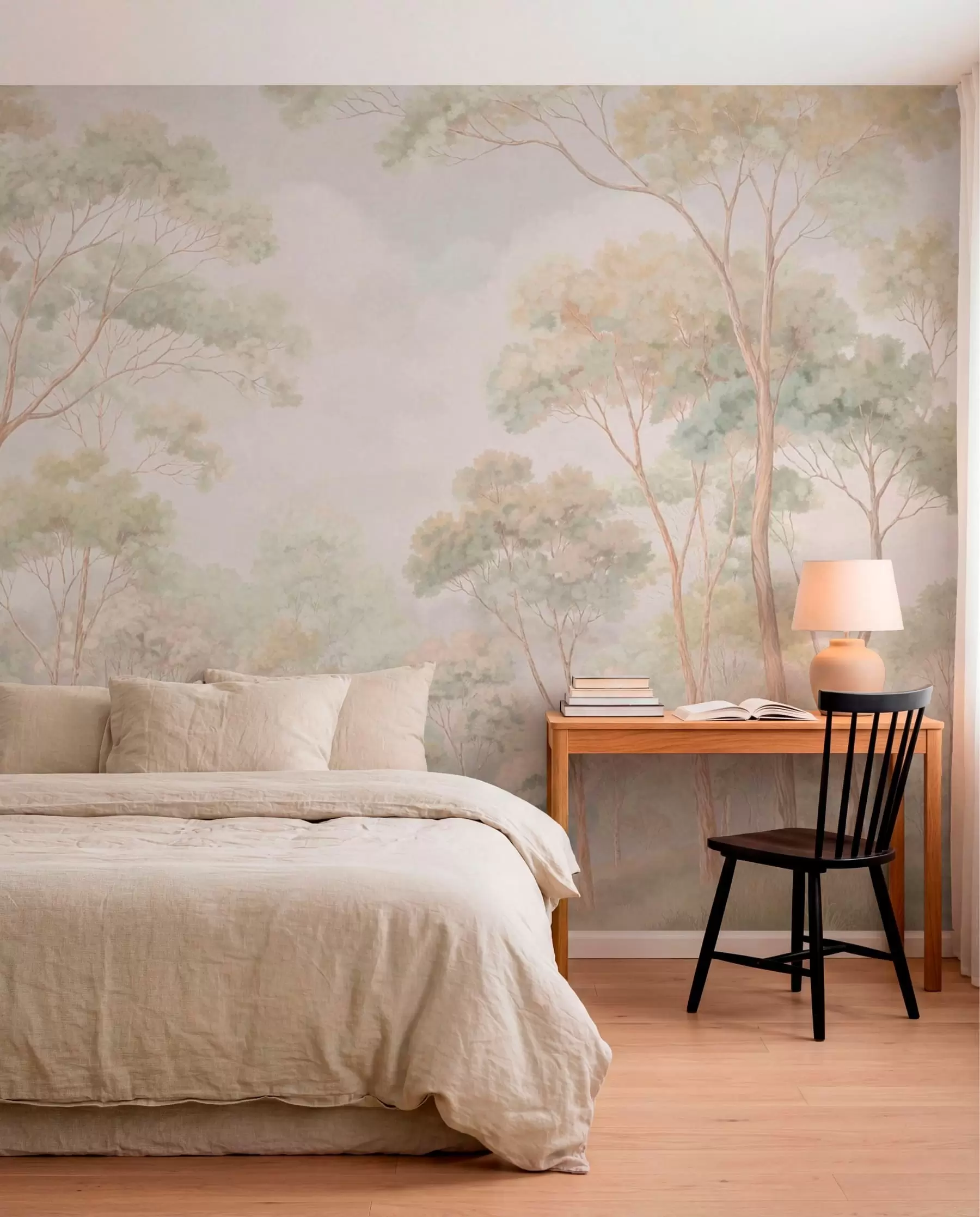 wall murals Light forest scene with tall trees w05624