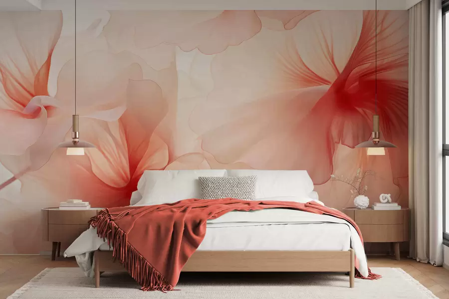 wall murals Soft blush flowers with airy translucent petals in watercolor style, elegant floral composition w05360