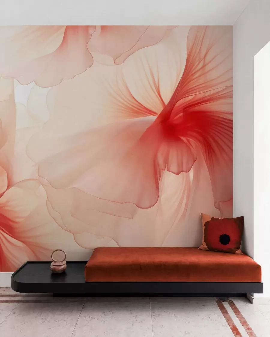 wall murals Soft blush flowers with airy translucent petals in watercolor style, elegant floral composition w05360