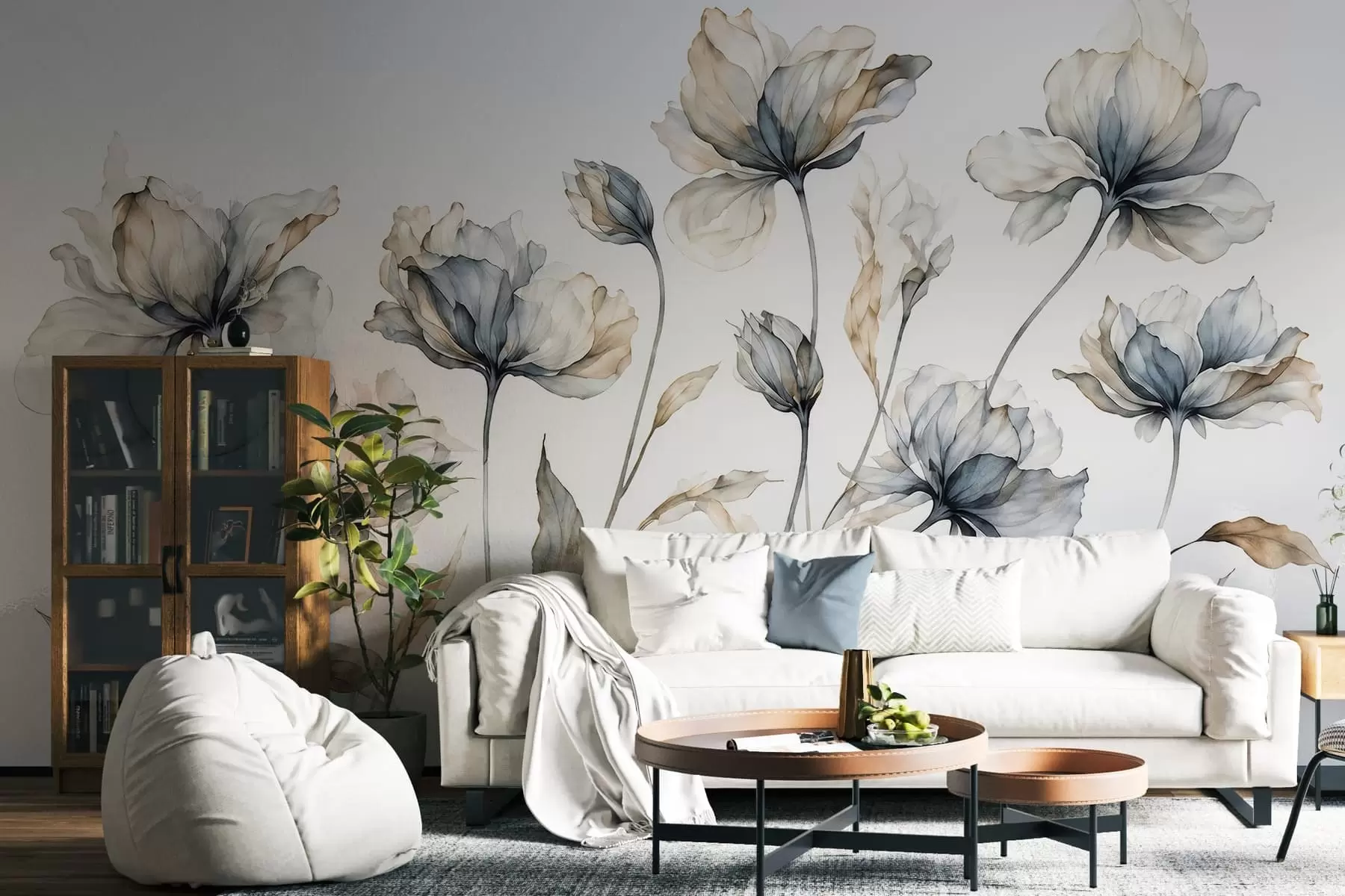 wall murals Elegant airy flowers with translucent layered petals on long delicate stems w05579