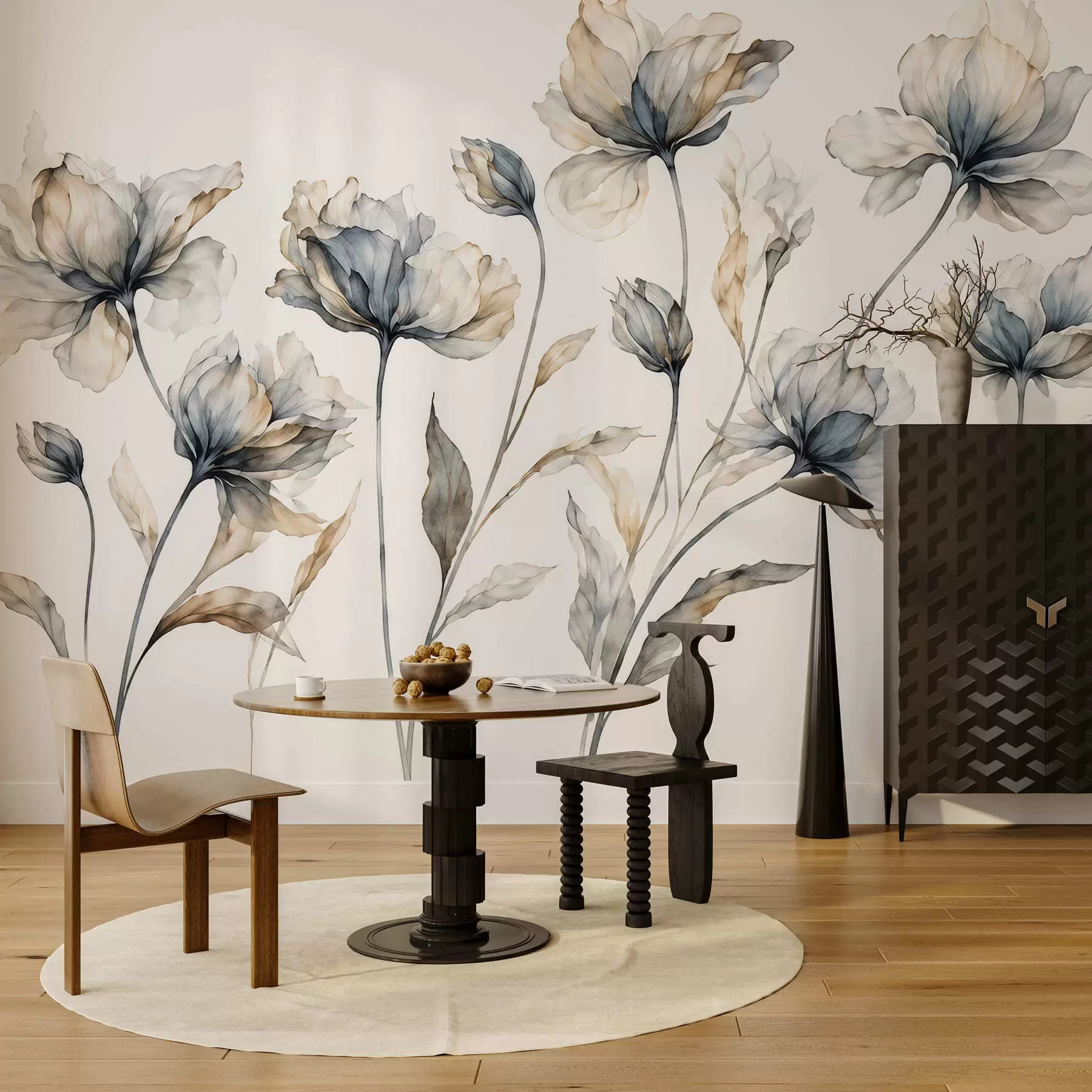 wall murals Elegant airy flowers with translucent layered petals on long delicate stems w05579
