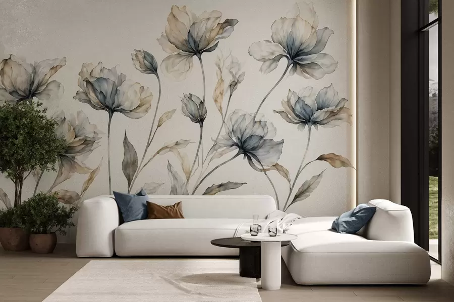 wall murals Elegant airy flowers with translucent layered petals on long delicate stems w05579