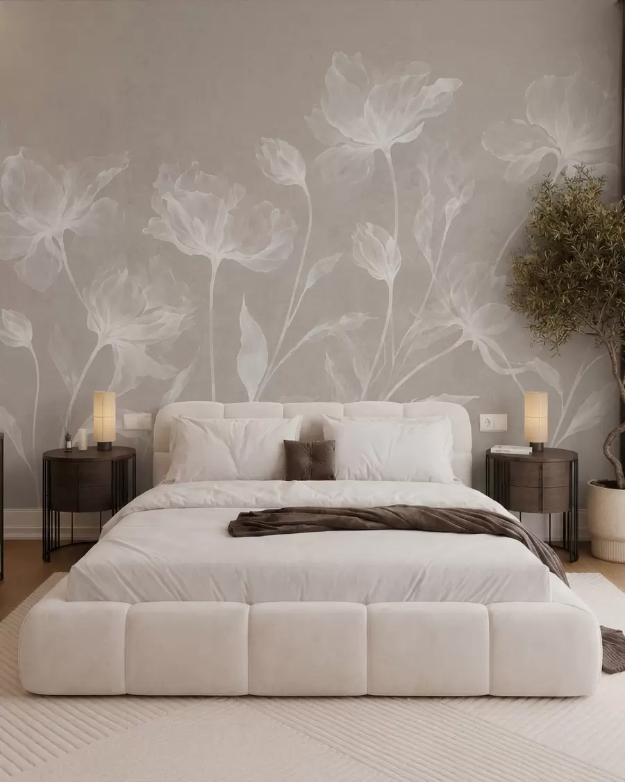 wall murals Elegant airy flowers with translucent layered petals on long delicate stems w05579v1
