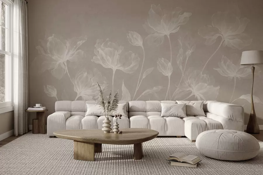 wall murals Elegant airy flowers with translucent layered petals on long delicate stems w05579v1